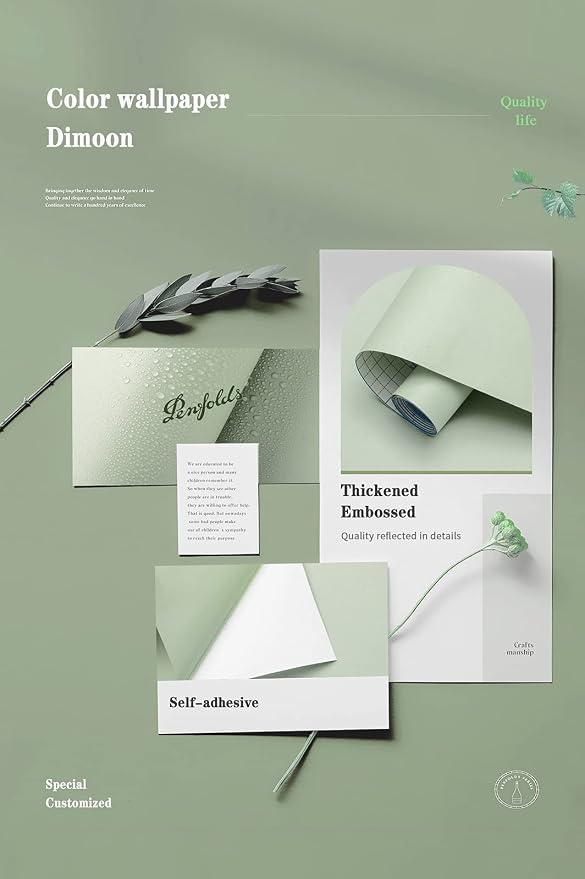 Dimoon 236''x23.6'' Green Peel and Stick Wallpaper Contact Paper Modern Self - Image 4