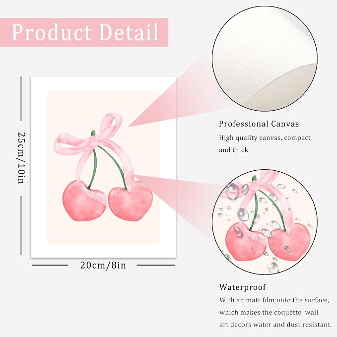 Uniro Coquette Room Decor Pink, Trendy Bows Wall Art Posters - Image 6
