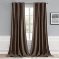 MIULEE Chocolate Brown Back Tab Blackout Curtains 108 Inch Long 2 Panels Set by MIULEE