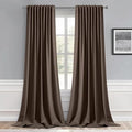 MIULEE Chocolate Brown Back Tab Blackout Curtains 120 Inch Long 2 Panels Set by MIULEE