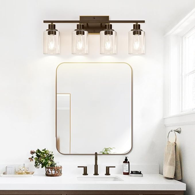 Indoi 4 Light Bathroom Light Fixtures, Oil-Rubbed Bronze Modern Vanity Lights - Image 6