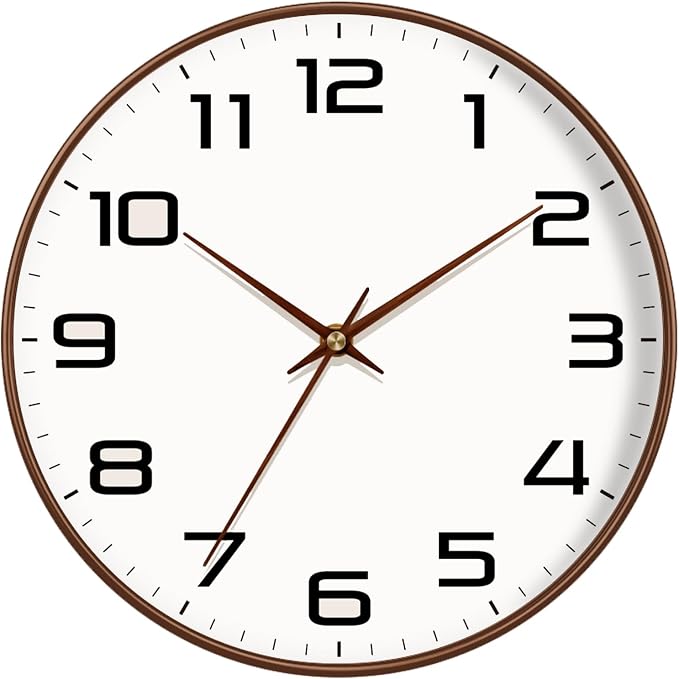 Woodgrain Wall Clock–Silent Non-Ticking Wall Clocks Battery Operated 8 Inch by MABPEDO