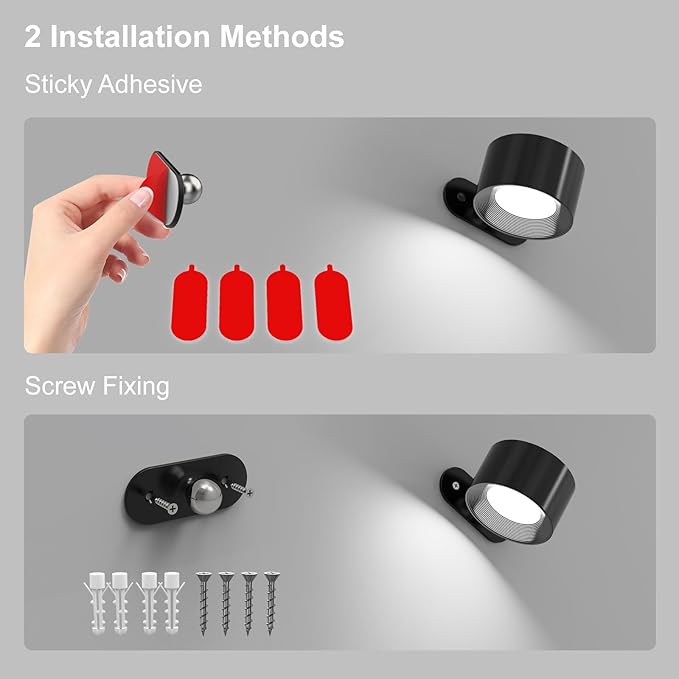 Koopala 2PCS Rechargeable Battery Operated LED Wall Lamps, Wall Mounted Lights - Image 4