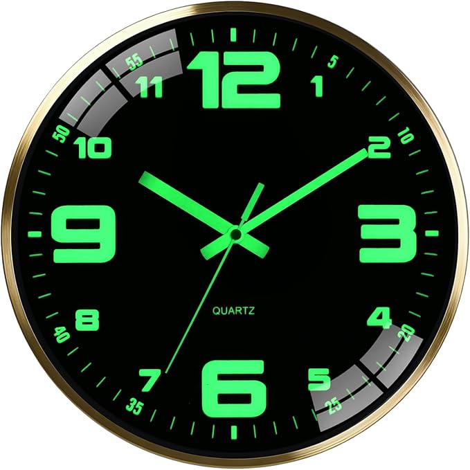 12-inch wall clock, powered by AA batteries, silent operation, large font by Unknown