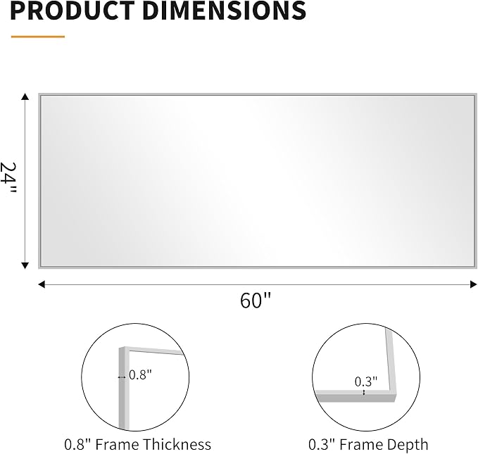 KOCUUY Large Silver Mirror, HD Tempered Glass, Anti-Rust Frame, Modern Design - Image 10