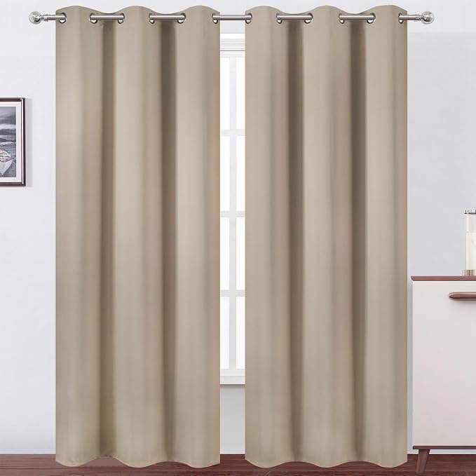 LEMOMO Khaki Thermal Blackout Curtains/38 x 84 Inch/Set of 2 Panels Room by Lemomo