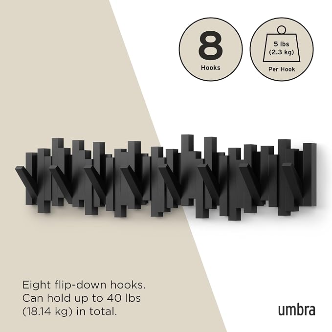 Umbra Sticks Wall-Mounted Coat Rack Rail Hook - Image 5