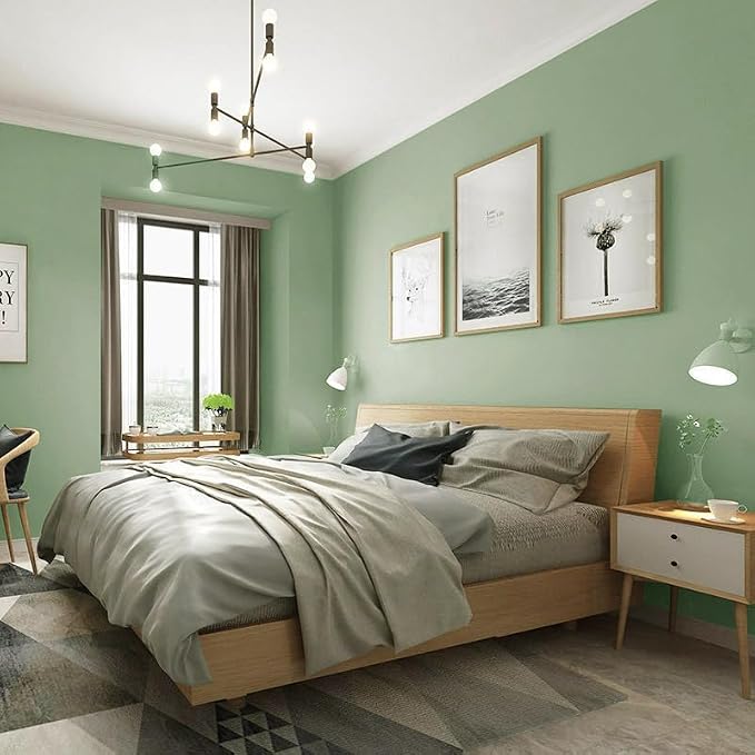 Safiyya 393"x17.7" Light Green Peel and Stick Wallpaper Green Solid Color - Image 7
