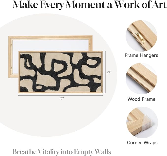 Framed Abstract Neutral Horizontal Wall Art - Image 6