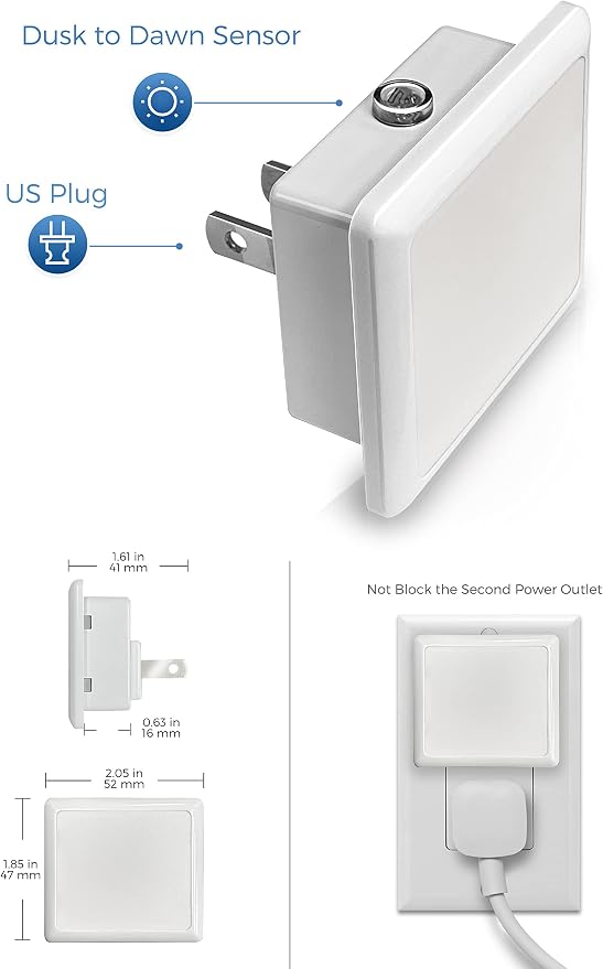 L LOHAS LED Night Lights Plug into Wall 2-Pack, 0.3W Plug in Night Light - Image 7