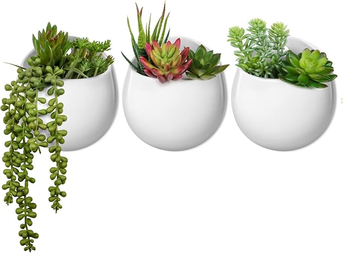 Mkono Wall Planter with Artificial Plants, Decorative Potted Fake Succulents by Mkono
