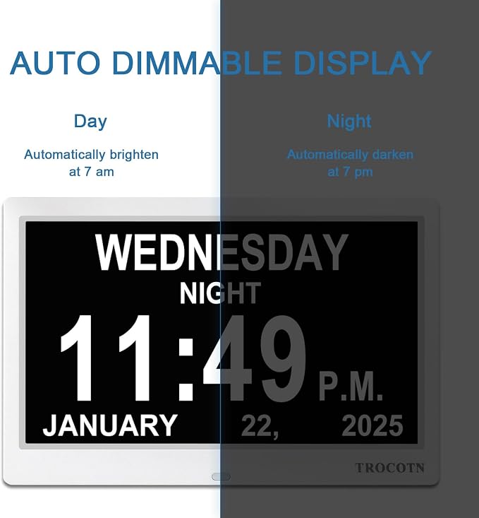 TROCOTN Dementia Clocks, Large Display Calendar Alarm Clock - Image 5