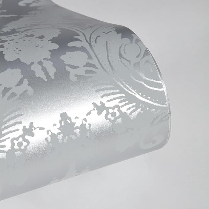 Tempaper Textured Metallic Silver Damsel Removable Peel and Stick Damask - Image 7