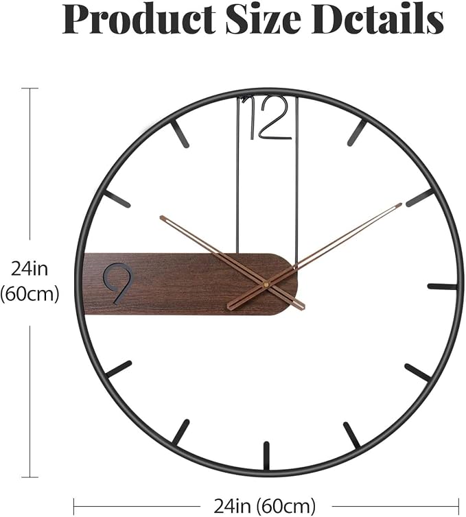 Cuspin 24 Inch Large Wall Clock, Modern Battery Operated Clocks - Image 5