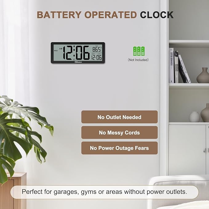 Soobest 8.5 Inch Digital Wall Clock Battery Operated - Image 3