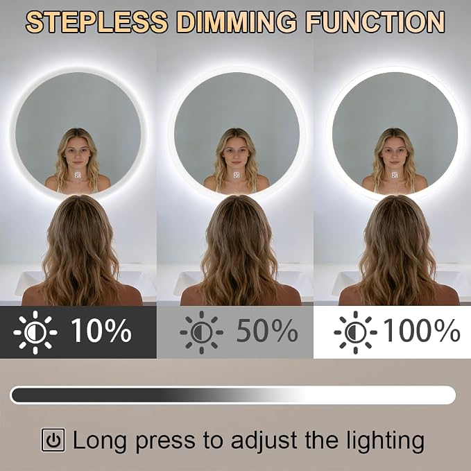 20 Inch Round LED Bathroom Mirror - Image 3