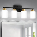 FonmYim Black and Gold Bathroom Light Fixtures, 4-Light Modern Vanity Light by FonmYim