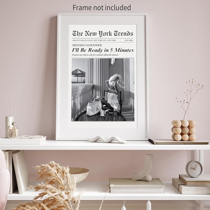Vintage Newspaper Wall Art Trendy Black and White Aesthetic Posters Funny I'll - Image 6