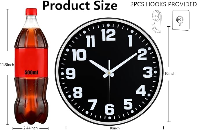 Modern Silent Wall Clock, 10inch Non-Ticking Analog Battery Operated Clock - Image 3