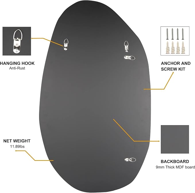 BOMINICA Irregular Wall Mirror Asymmetrical Mirror, Decorative Wall Mirror - Image 6