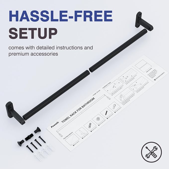 Powools Matte Black Towel Rack for Bathroom - Image 7