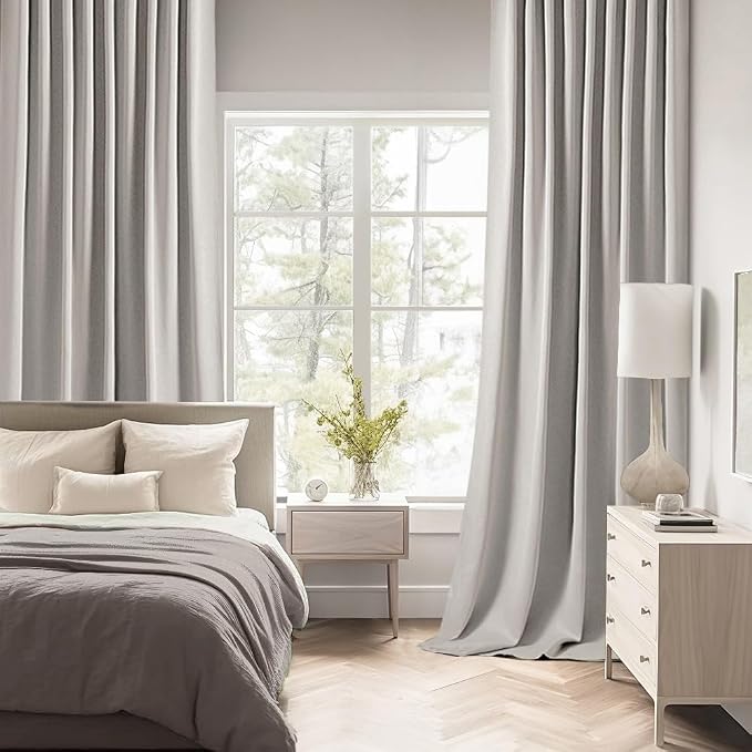 MIULEE Stone Back Tab Blackout Curtains 108 Inch Long 2 Panels Set - Image 3
