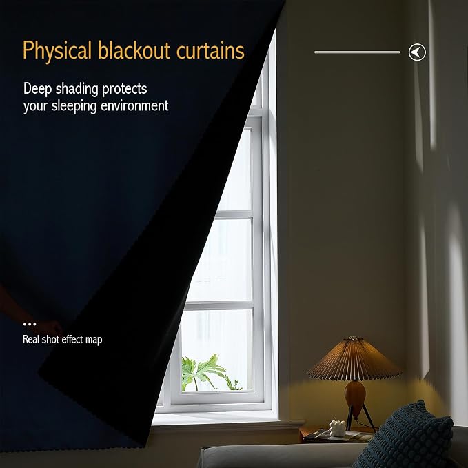 AJAZZ 100% Blackout Shades Window Cover Self Adhesive Curtains Sticky Curtain - Image 4