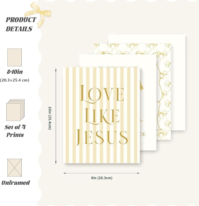 LARTSFRO Coquette Yellow Bow Jesus Wall Art Decor Posters, Butter Yellow Bow - Image 2