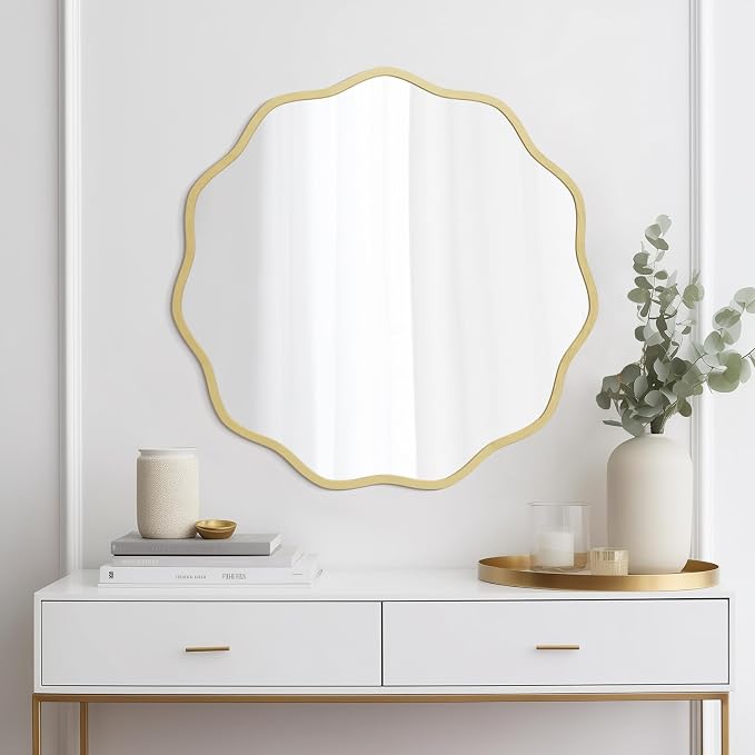 WallBeyond Round Wavy Mirror for Wall Decorative 24 inch, Modern Round Mirror - Image 3