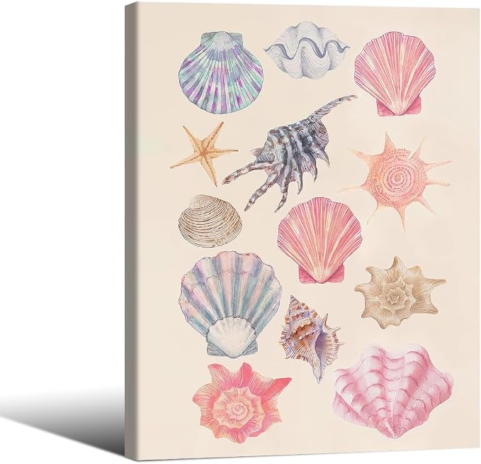 Pink Shell Posters Funky Coastal Cowgirl Wall Art Vintage Beach House by Unknown