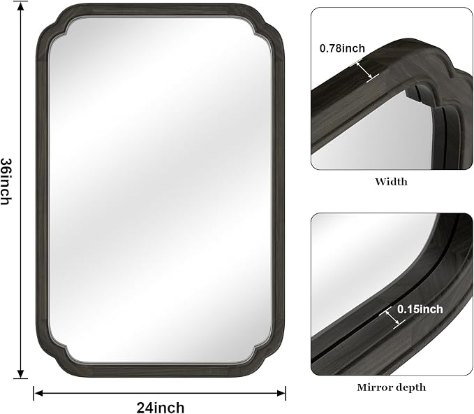 WallBeyond 24" x 36" Rounded Corner Arch Wall Mirror - Image 6