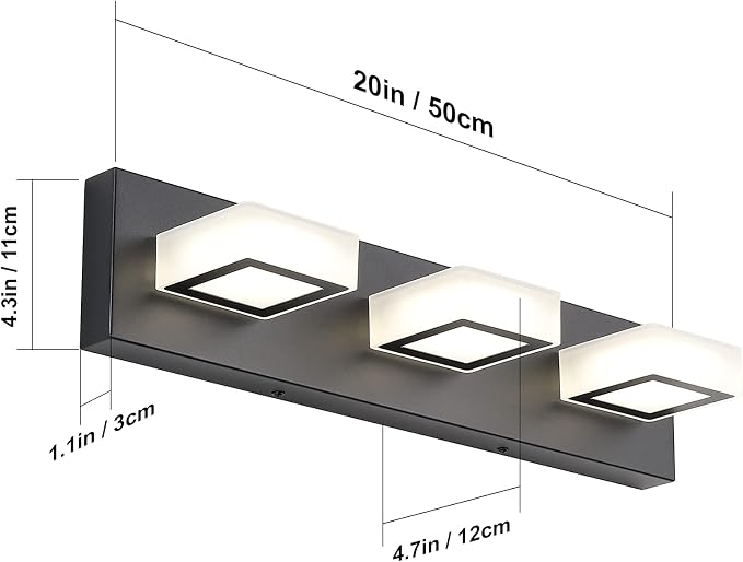 Ralbay Black Bathroom Vanity Lights 3 Lights Acrylic Modern LED Black Vanity - Image 6