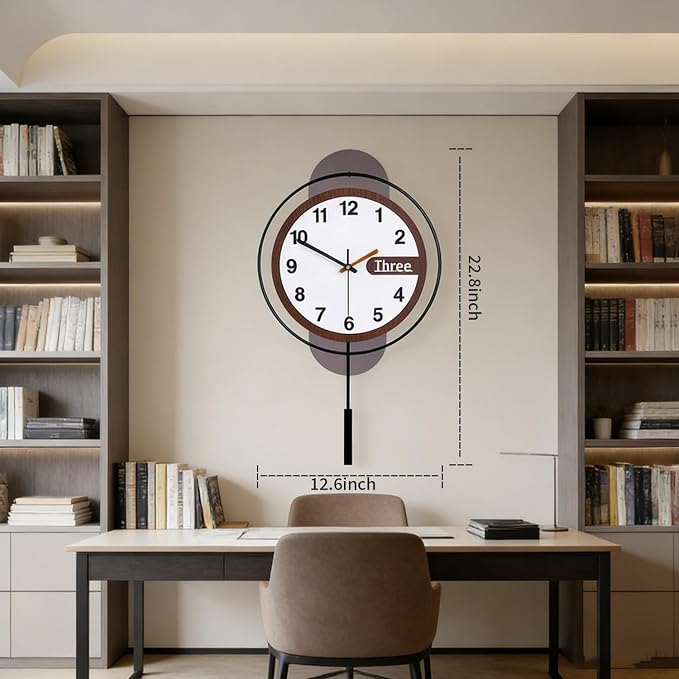 Dankeit Modern Wall Clock with Oak Wood Dial and Silent Movement, 12.6x22.8 - Image 6
