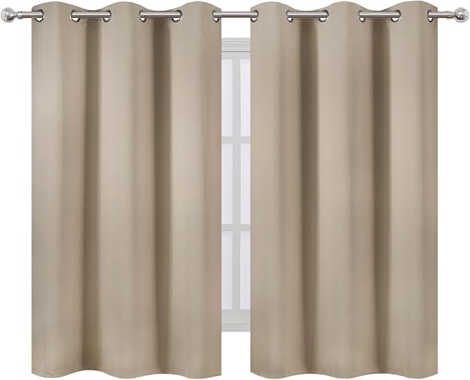 LEMOMO Khaki Blackout Curtains/38 x 54 Inch/Set of Two Panels Grommet Living - Image 2