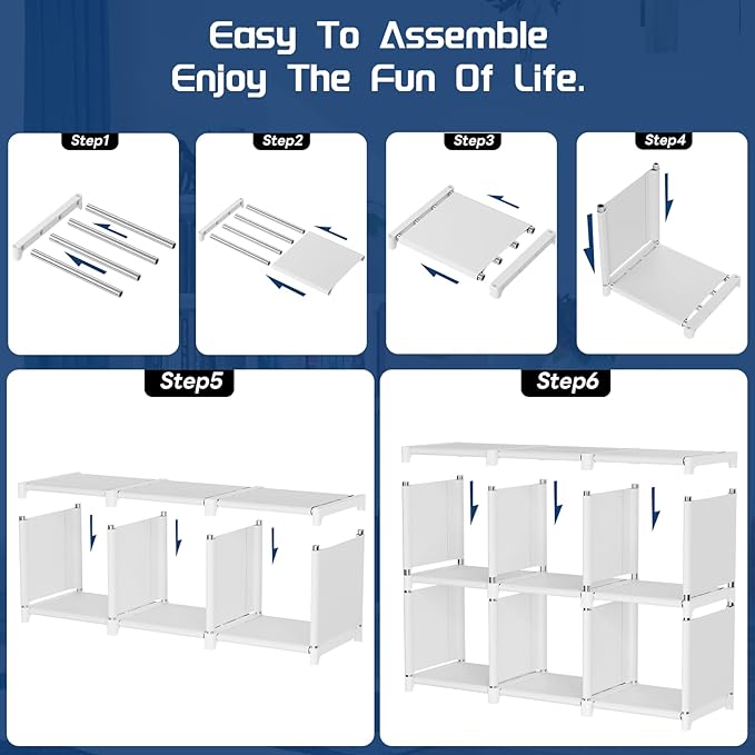 Mavivegue Book Shelf, 18 Cube Storage Organizer, DIY Bookcase, Metal Cube - Image 6