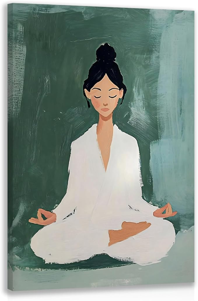 GELDSTEI Framed Zen Wall Art, Tranquil Meditation Wall Decor, Yoga Girl Canvas by Unknown