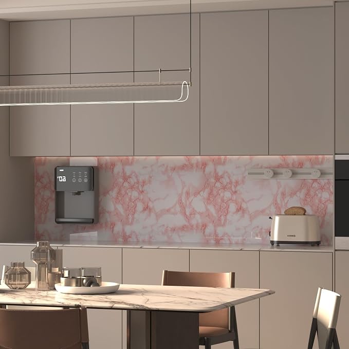 BAYYA Extra Wide Marble Contact Paper Granite Peel and Stick Wallpaper Pink - Image 5