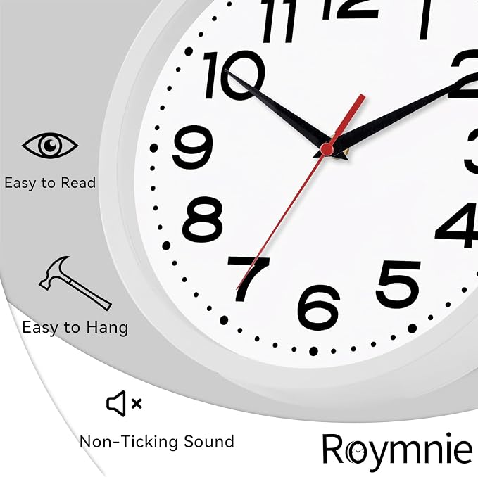 Wall Clock Silent Non-Ticking Modern Clock Battery Operated 8 Inch Small - Image 4