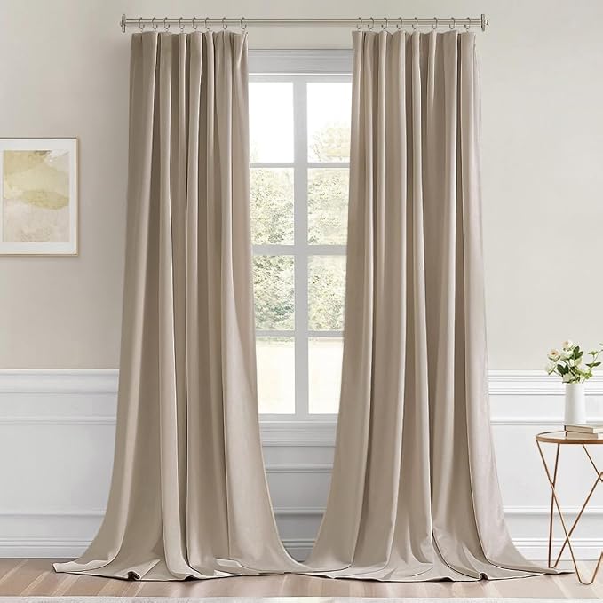 MIULEE Taupe Back Tab Blackout Curtains 102 Inch Long 2 Panels Set - Image 9