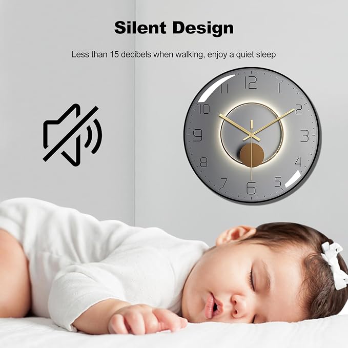 Ergocar Wall Clock, Art Deco Wall Clock, Non-Ticking Silent Modern Metal Wall - Image 4
