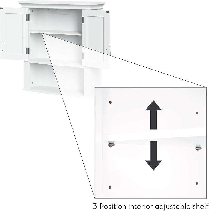 RiverRidge Somerset Two-Door Bathroom and Laundry Wall Mount Storage Medicine - Image 7