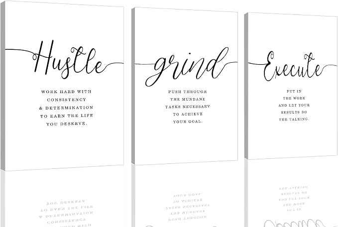Canvas Grind Quote, Hustle Grind Execute, Inspirational Print, Office Wall Art by EPHANYART