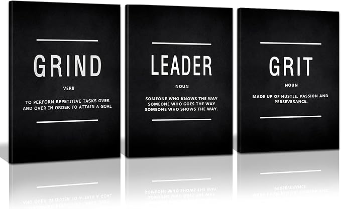 Motivational Grind Grit Leader Wall Art, Canvas Painting Wall Decor by KAWAHONE