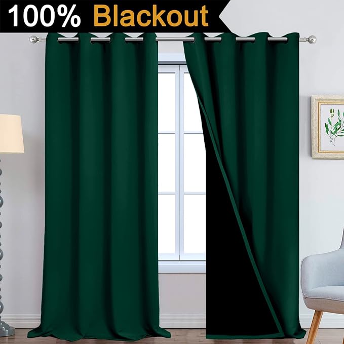 Yakamok 108 Inch Length 100% Blackout Window Curtain Panels, Full Light - Image 2
