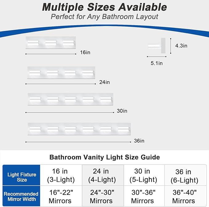 IZORRO LED Modern Bathroom Lights Fixtures, Matte White Acrylic Wall Lighting - Image 3