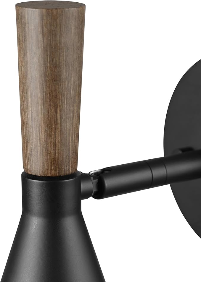 Globe Electric Plug-in or Hardwire Wall Sconce, Matte Black, Wood-Tone Switch - Image 8
