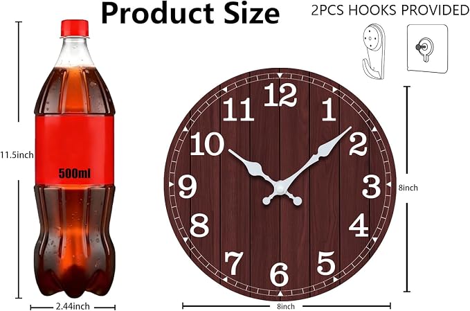 Wall Clock, Modern Wall Clocks Battery Operated, Silent Non Ticking Small - Image 3