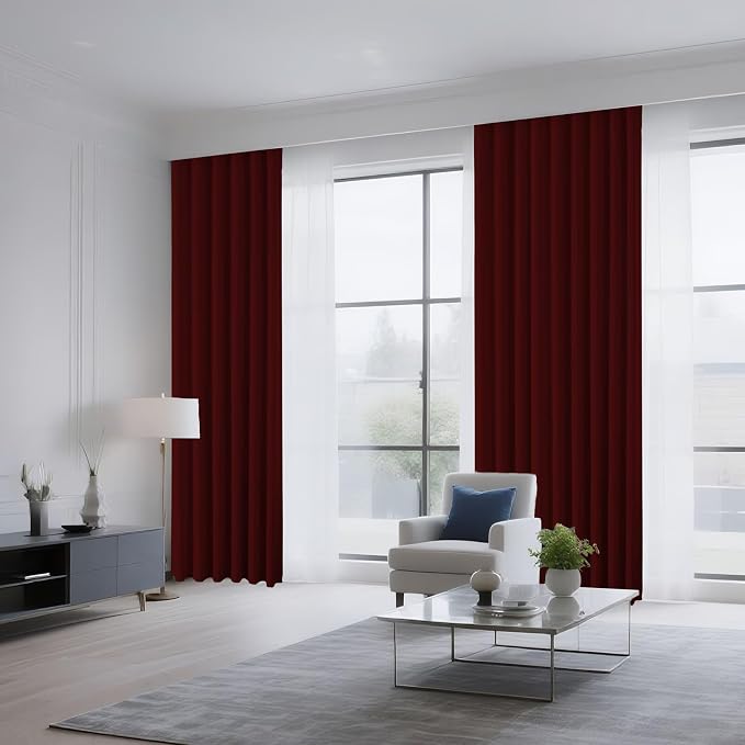 CUCRAF Burgundy Red Blackout Curtains 84 inch Length 2 Panels Set, Rod Pocket - Image 8