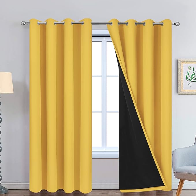 Yakamok Total Blackout Curtains, 2 Thick Layers Completely Blackout Thermal by Yakamok