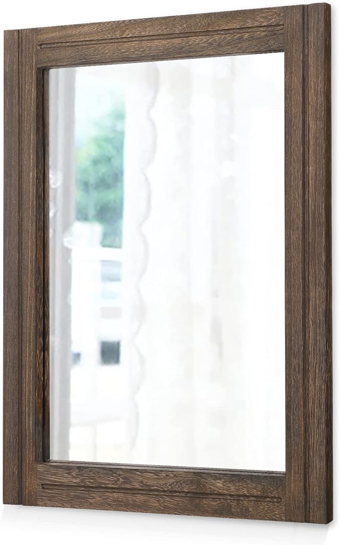 AAZZKANG Rustic Wood Mirror Rectangle Decorative Wall Hanging Mirrors by AAZZKANG